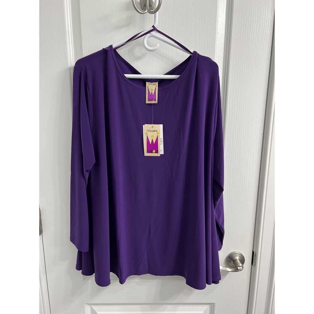 Antthony Original Purple Long Sleeve Tunic Top Scoop Neck Plus Size 2X 2488 NEW
